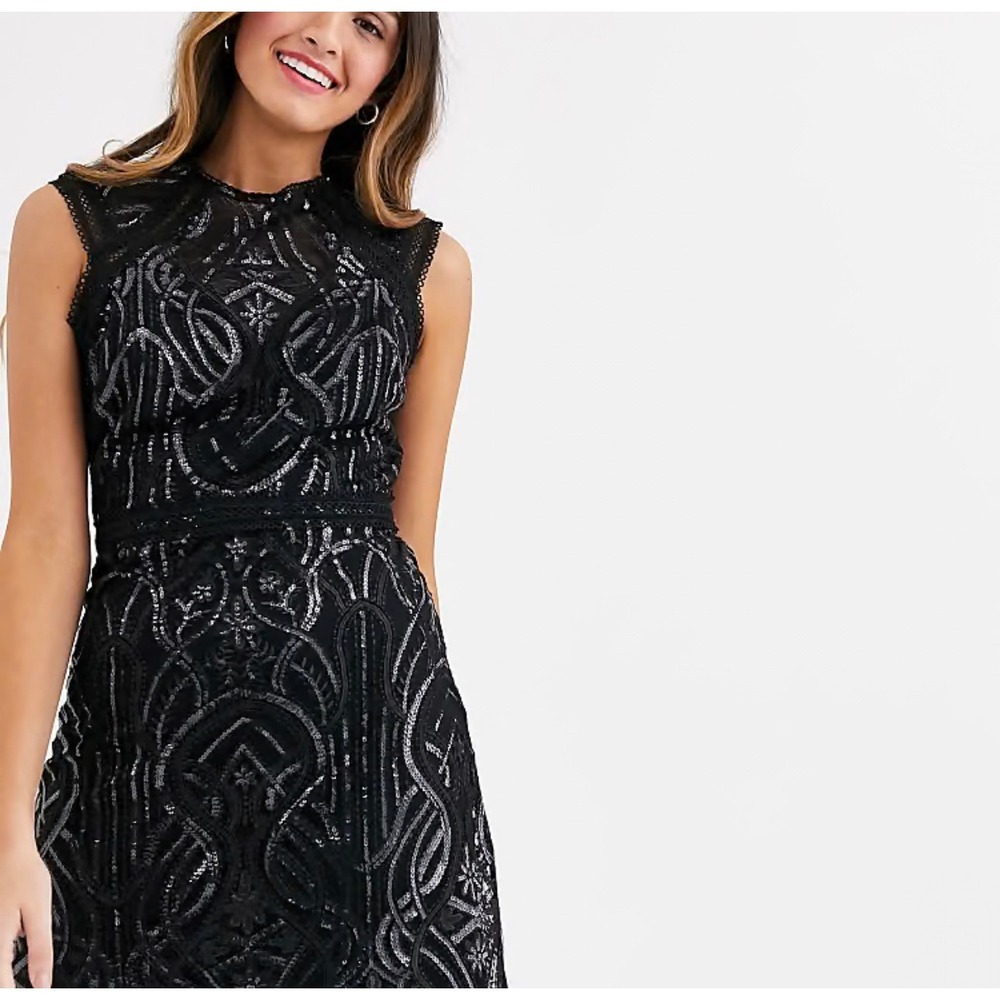 NWOT LIPSY London Couture sequin/lace Little Black Party/Cocktail dress - 6‎ US